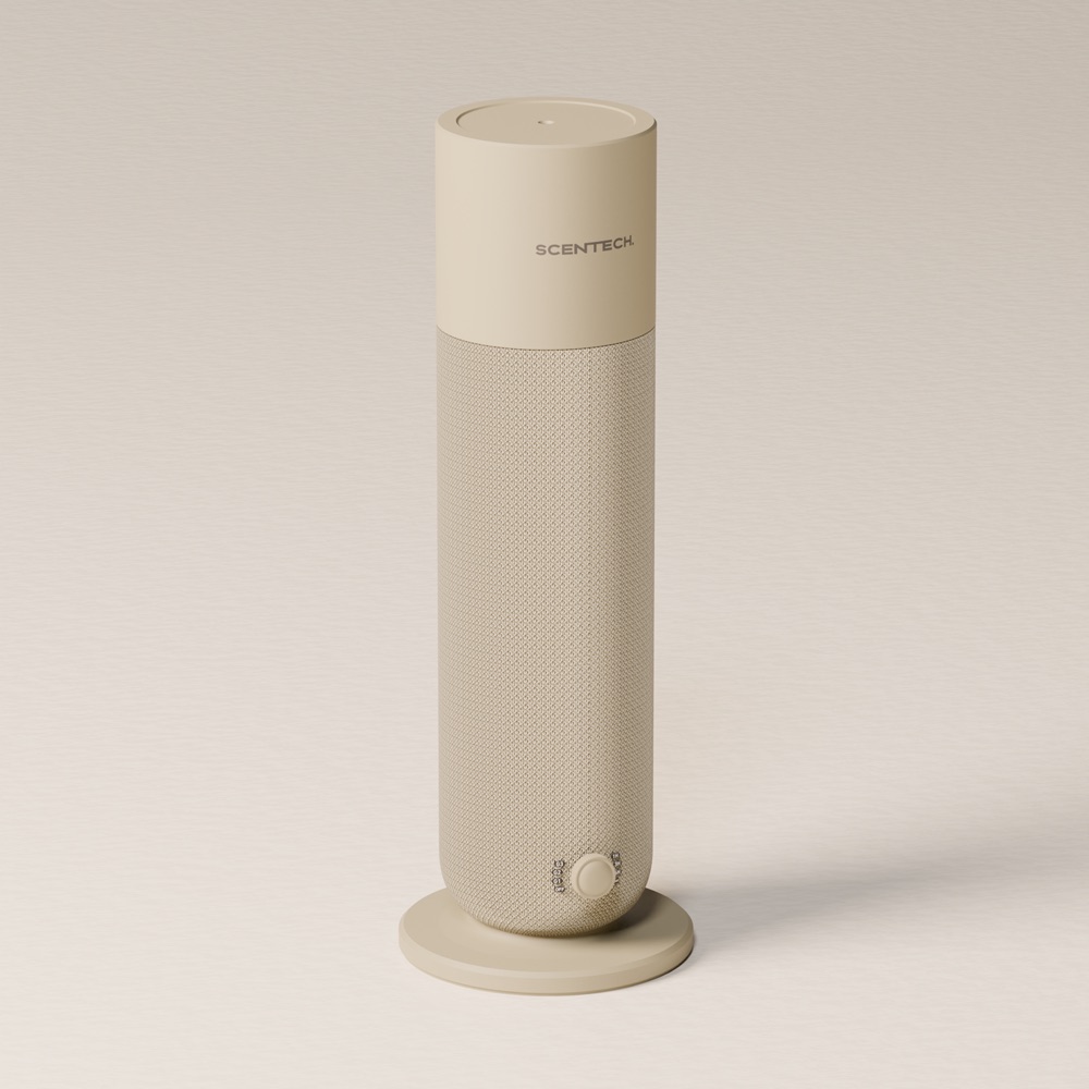 Aroma diffuser van aluminium met taupe stof, zonder waterreservoir